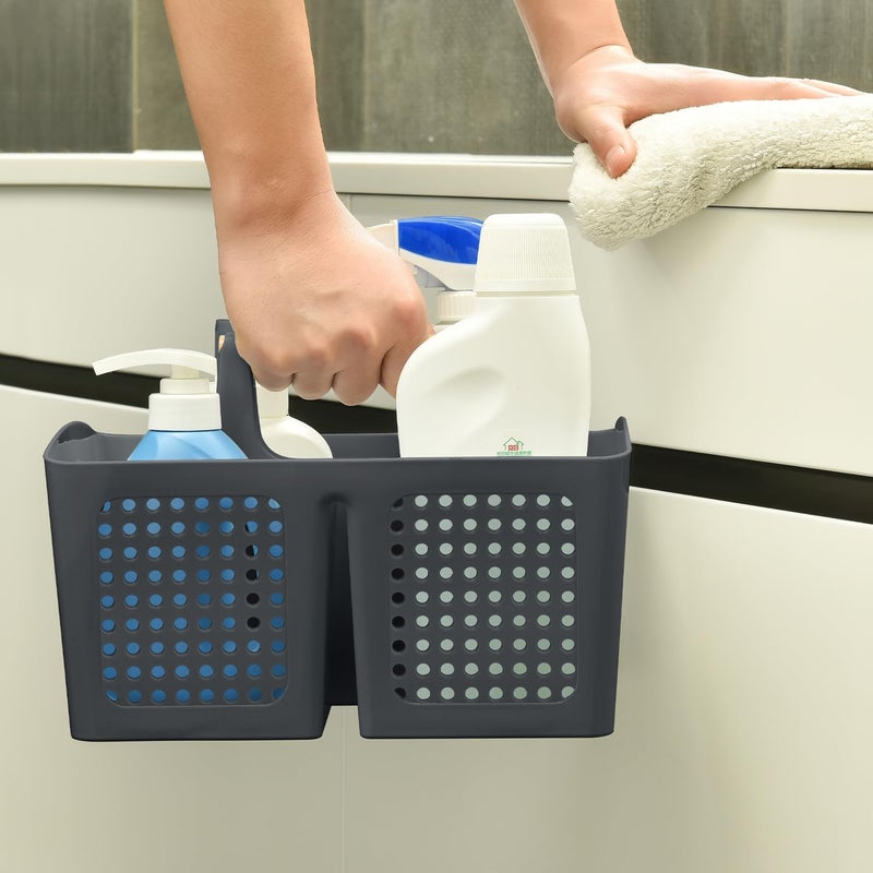 PAKCHOICE Portable Shower Caddy Basket with Compartments, Plastic Divided Cleaning Caddy Organizer Storage Tote with Handle for Bathroom, College, Dorm Room Essentials, Dark Gray - Image 4